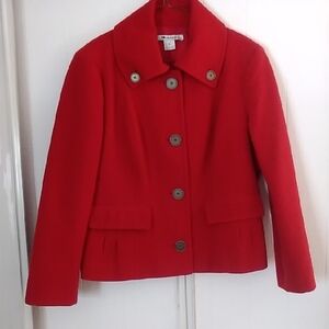 JM Collection Vibrant Red Pea Coat